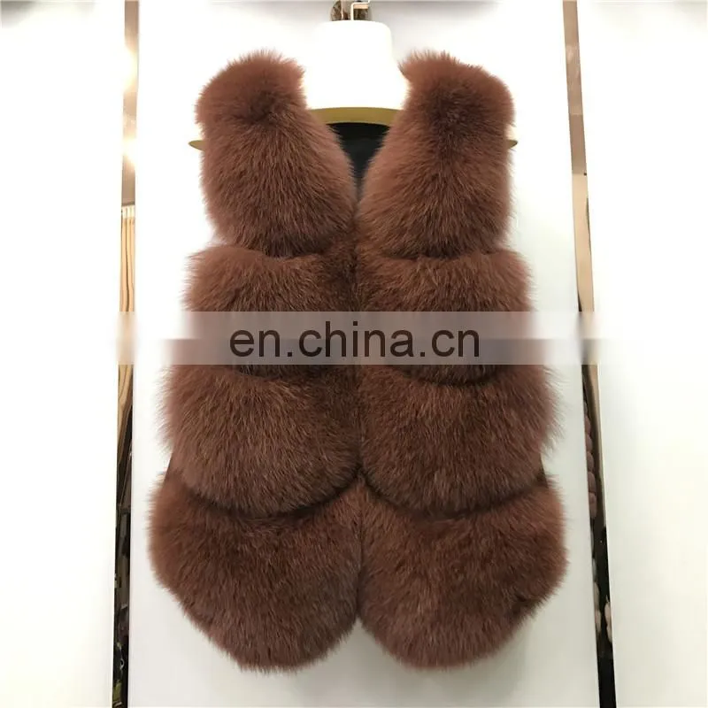2017 Women Fox Fur Vest Winter Long Vest Real Fur Coat Vest Price Waistcoat