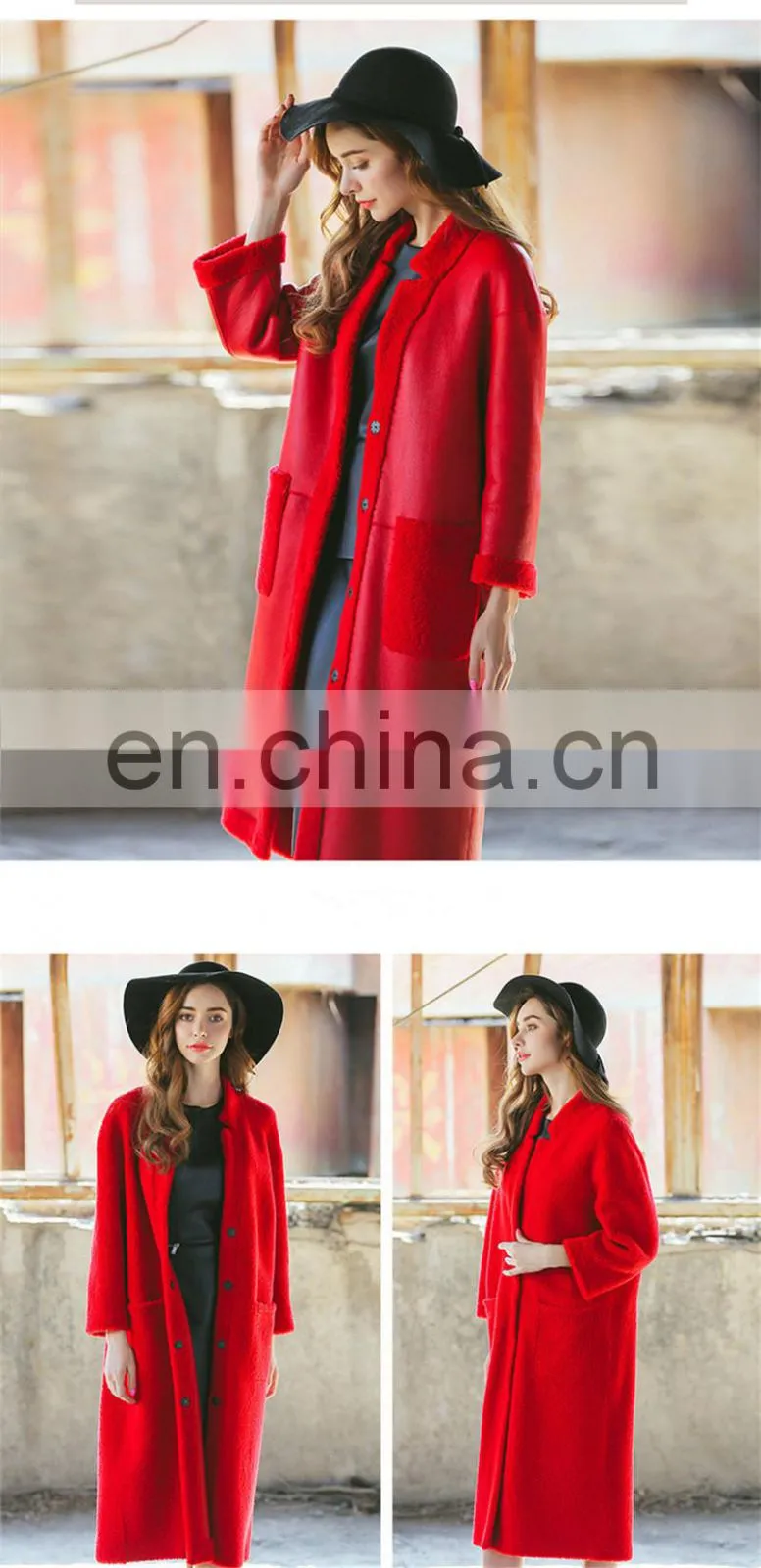 Hot Selling High Quality Wholesale Winter Sheepskin Women Long Leather Coat