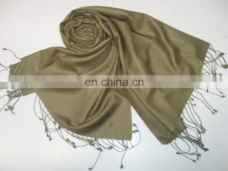 Indian Plain Silk Pashmina Wool Shawls