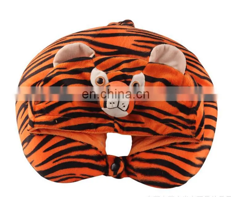 Various u cushion promotion u shaped neck pillow with hat custom cute soft plush animal design rest travel neck pillow
