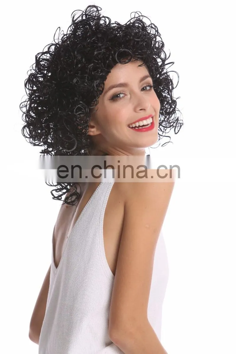 Party humid curly short black wigs P-W249