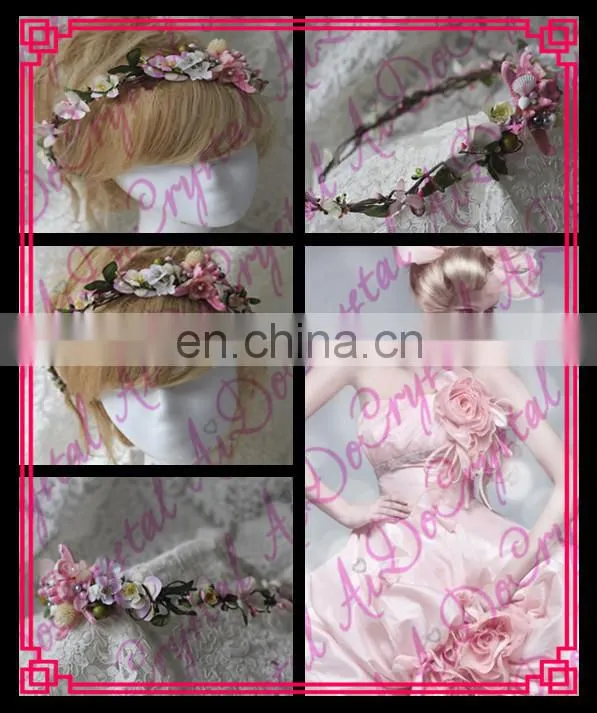 Aidocrystal Indian Unique Design pink artificial garland wedding flower hair accessories