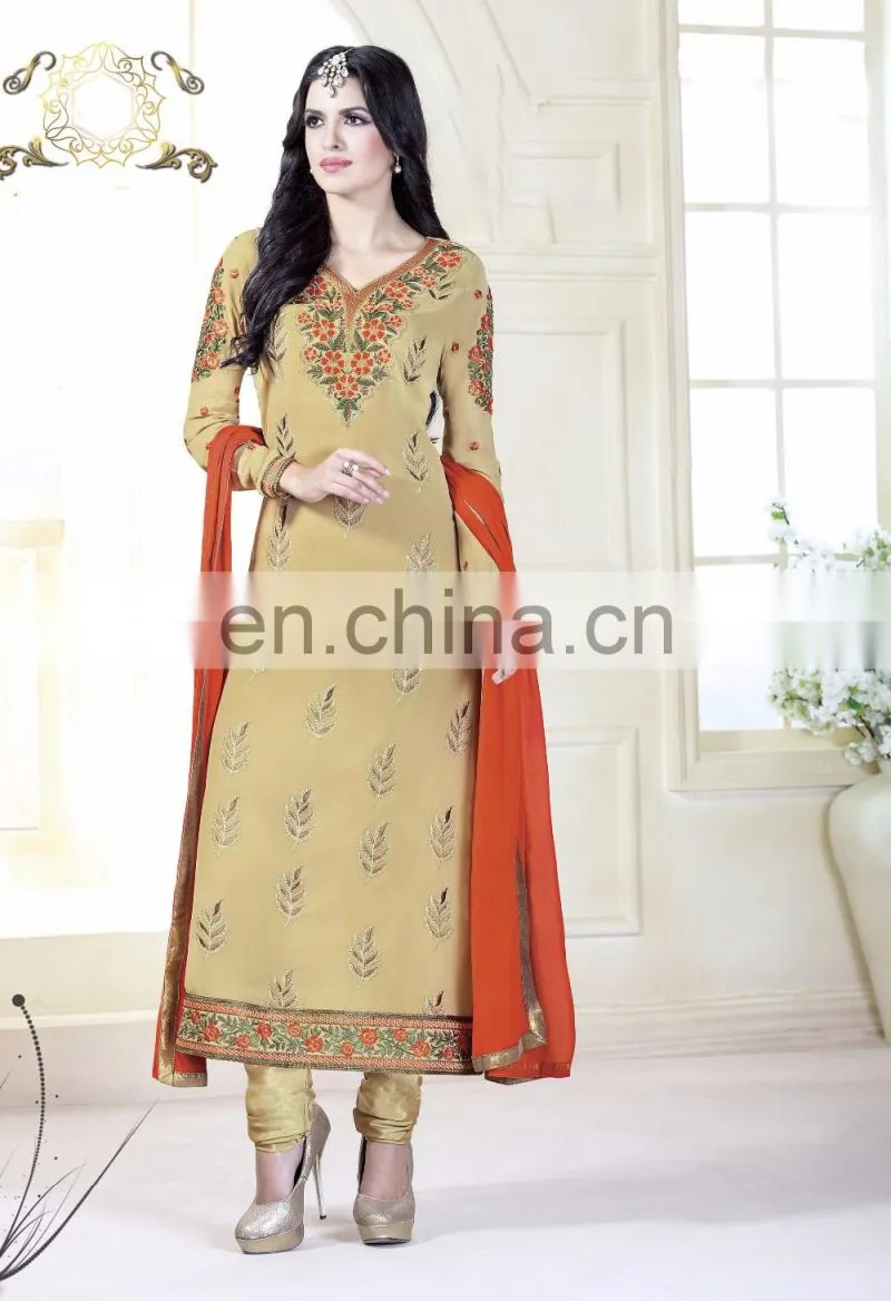 Sea Green Colored Faux Georgette Indian Traditional Wear Suit.