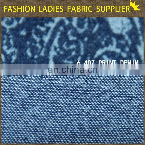 100% denim fabric print denim jeans