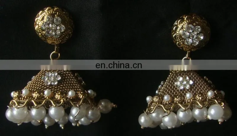 Indian Jewelry Jhumka Earrings, Big jhumka, Gold silver plated earrings Manufacturer
