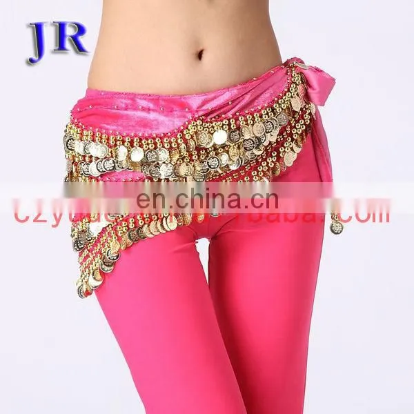 Egyptian style professional gold coins velvet belly dance hip scarf Y-2006#