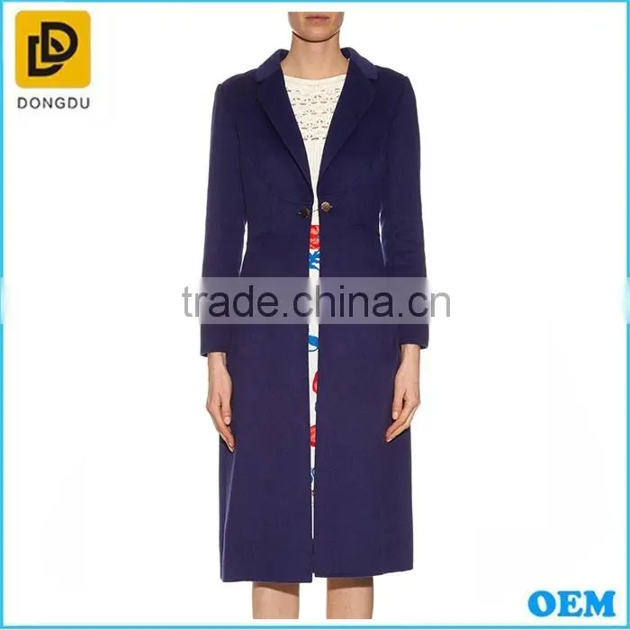 Navy blue women long sleeve fleece coat from Alibaba women coat factory