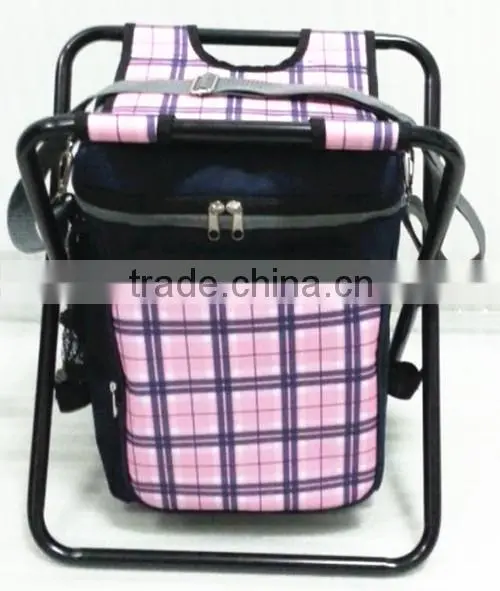Folding cooler stool with steel tube and the 600D colored fabric