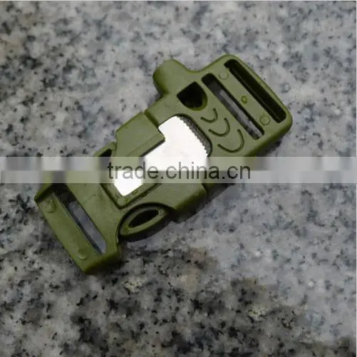 2016 Side Release Whistle Buckle w/ Flint Fire Starter&Striker For Paracord Bracelet