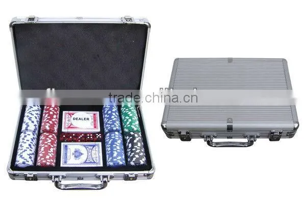 round corner 100pcs poker chip set aluminum case with 100 chips and cards