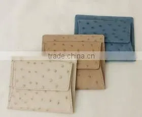 2016 lovely color ostrich skin leather folding coin case coin pouch slim coin purse