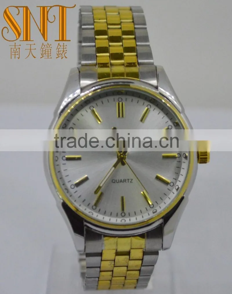 SNT silver alloy case, silver with gold stainless steel watch