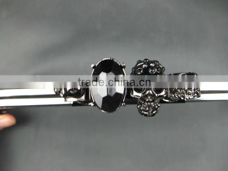 10.3 Inch Gun Color Four Fingers Skulls Metal Clutch Frame For Bags