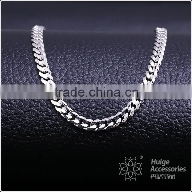 2015 wholesale fashion jewelry rhodium plated curb chain necklace