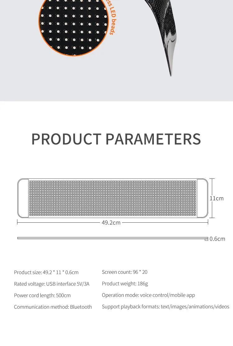 Super Bright Led Screen Led Scrolling Display Screen Sticker APP Programmable Soft Led Displays Flexible Led Screen for Car