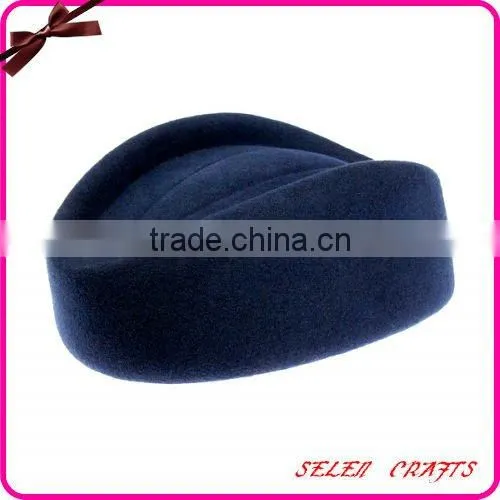 Fashion beige 100% wool felt pillbox hat with dots