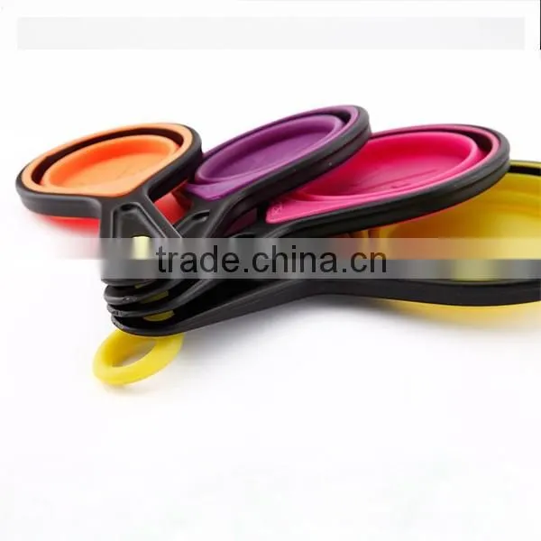 New 8 Piece 100% Food Grade Silicone Folding Measuring Cup and Spoon Set