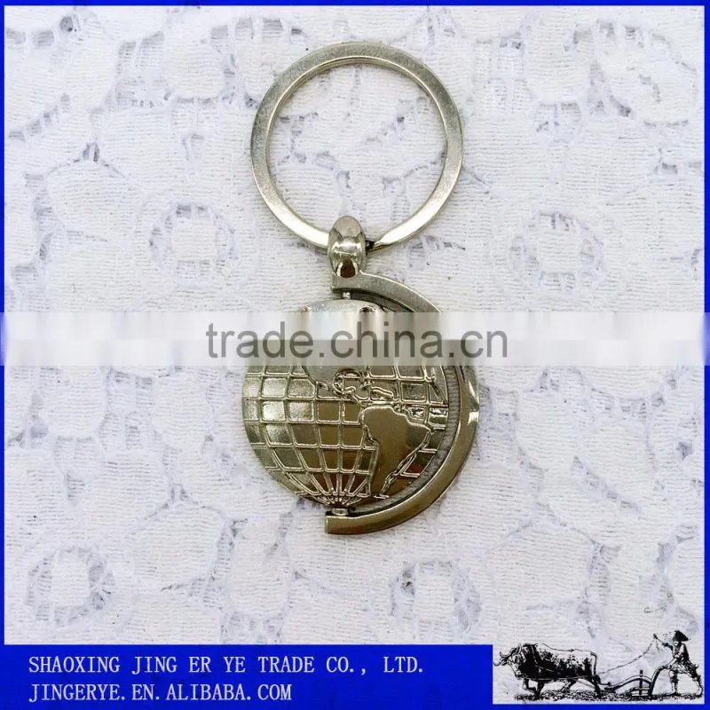 Hot selling wholesale zinc alloy the earth 3D world map metal keychain