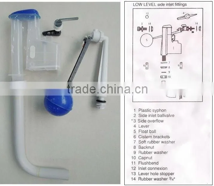 Chinese factory sanitary wares apply in two piece tank parts toilet flush system