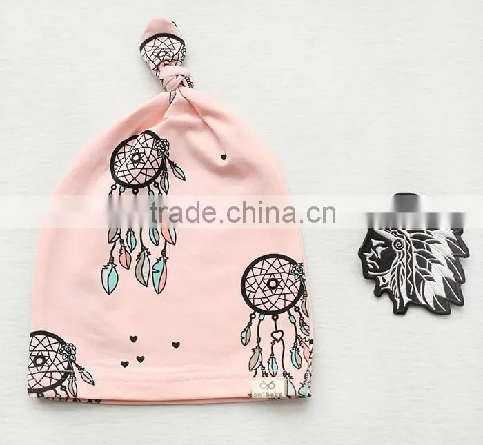Breathable Kids Hat Boutique Cotton Cartoon Tied Angle Newborn Baby Cap For 0-2 Years In Stock