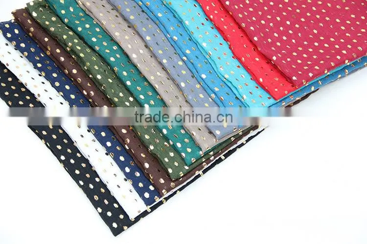 Fashion Women Hijab Shawl Polka Dot Gold Stamping Polyeter Viscose Scarf