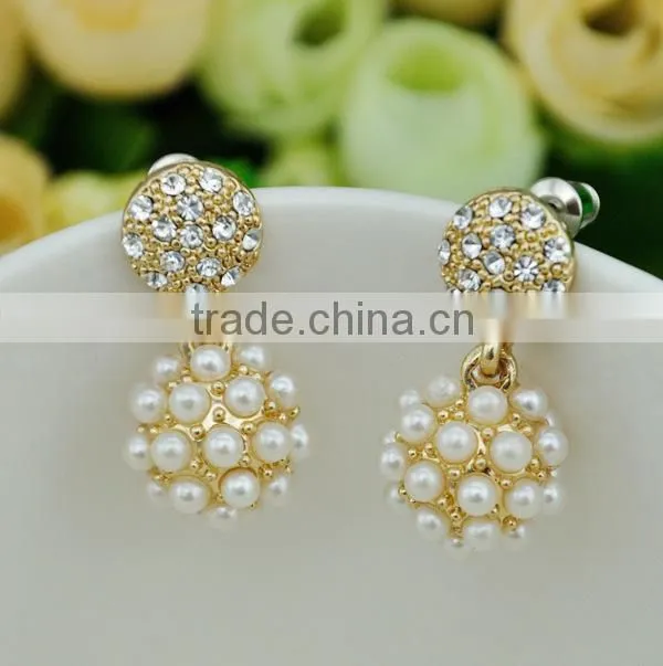 Latest design of pearl earrings pearl ball earring double pearl earrings