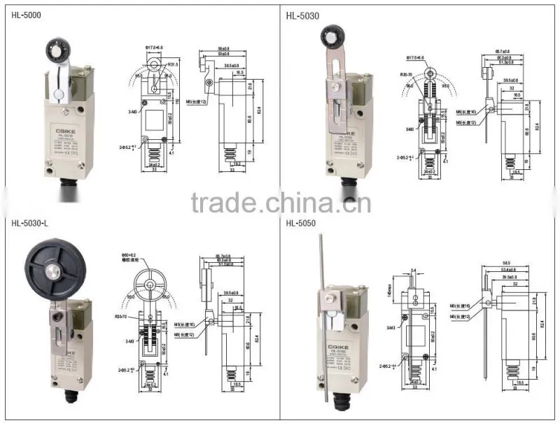 2015 Made in china alibaba AC 250V 5A HL limit switch az-8104