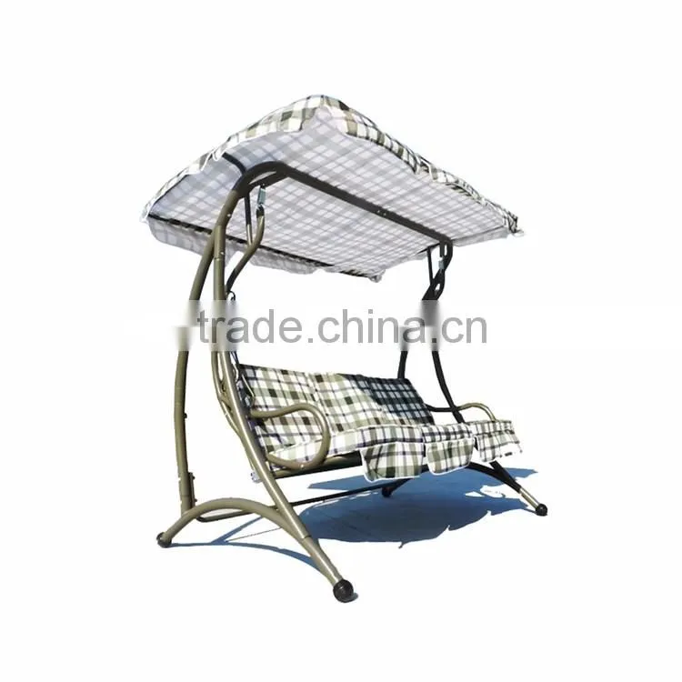 Hot sale Country Style Fresh Plaid Stripes Outdoor Patio Swing Chair Garden Iron Swing