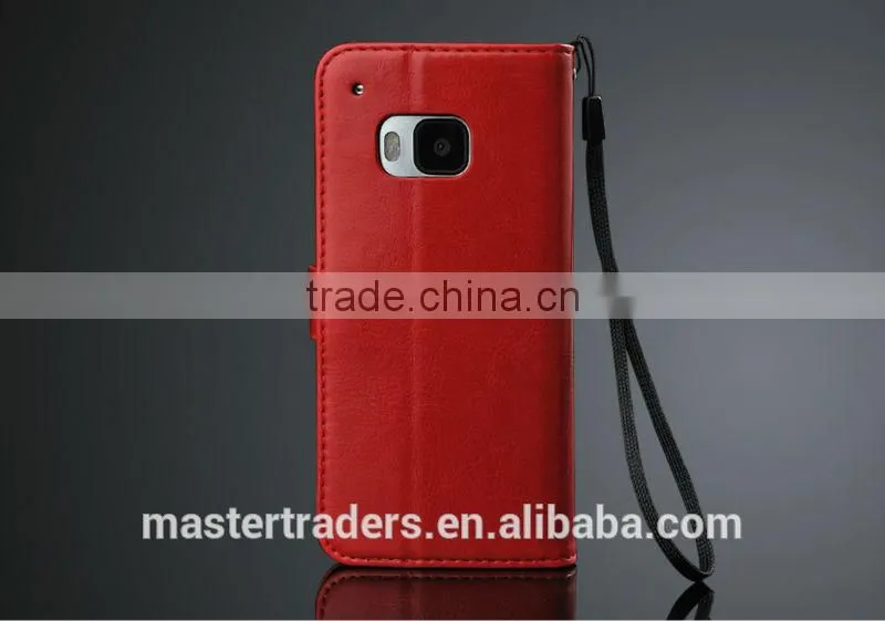 Original Fashion 64 Grain Stand Wallet Flip PU Leather Case With Card Slot For HTC One M9 MT-3459