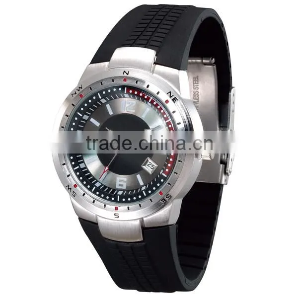 YB new products six hands silicone rubber bracelet watch with rotating bezel