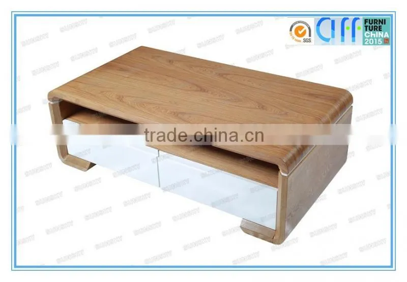 hot selling design MDF coffee table with white drawers 1456A