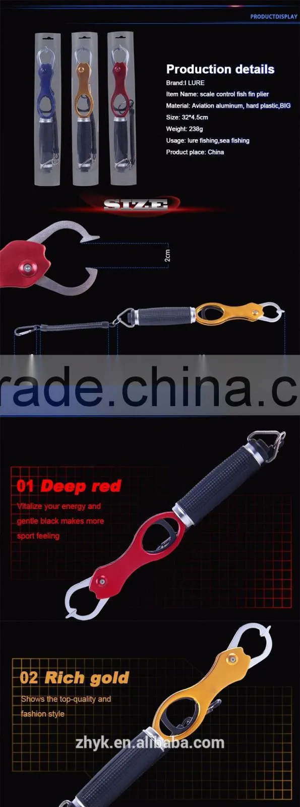 2016 wholesales price best sell 32cm aluminum grip fishing pliers