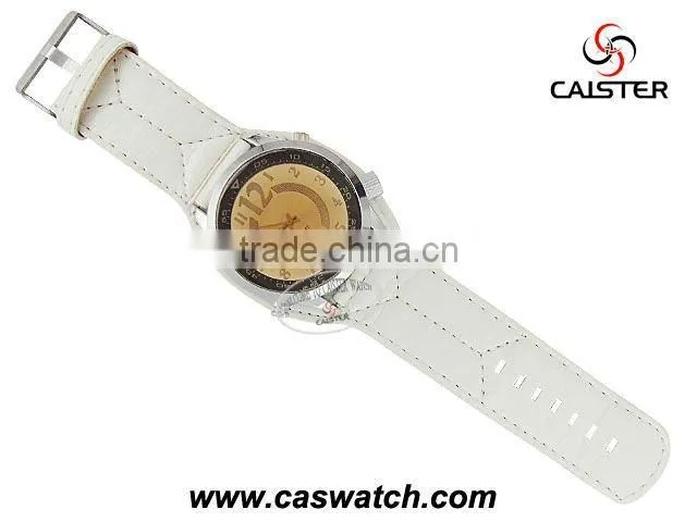 fashion white big size PU leather watches for men best price big face watch for marketing promotion PU leather quartz watch