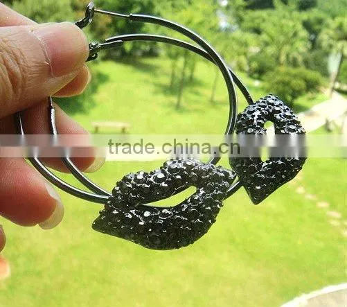 hoop earrings with red lips