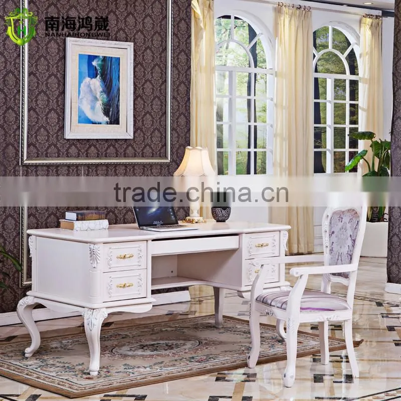 Luxury Antique European French Baroque Style Ivory White Hand Carved Wooden MDF Vanity Dressing Table Set