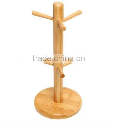 6-piece Bamboo Coffee Mug Display Stand Mug Hanger