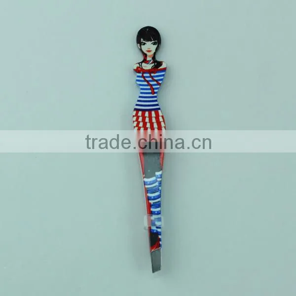 Blue Dressing Girls Shape Personalized Slanted Tweezer