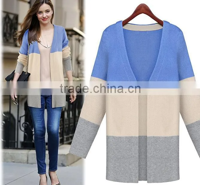 2014 new arrival stylish cotton v-collar cardigan models sweater for ladies