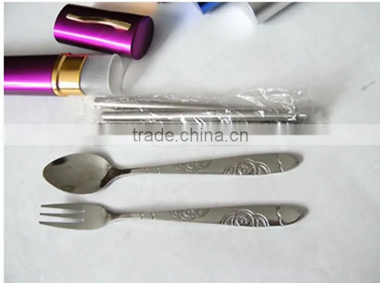 Outdoor mini stainless steel folding chopsticks spoon fork kits