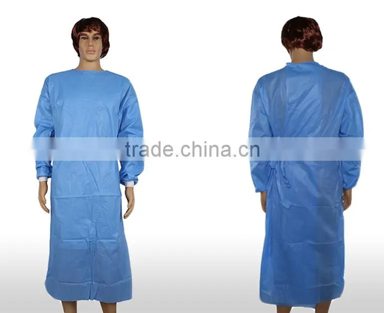2015 New arrival non woven blue elastic cuffs surgical gown