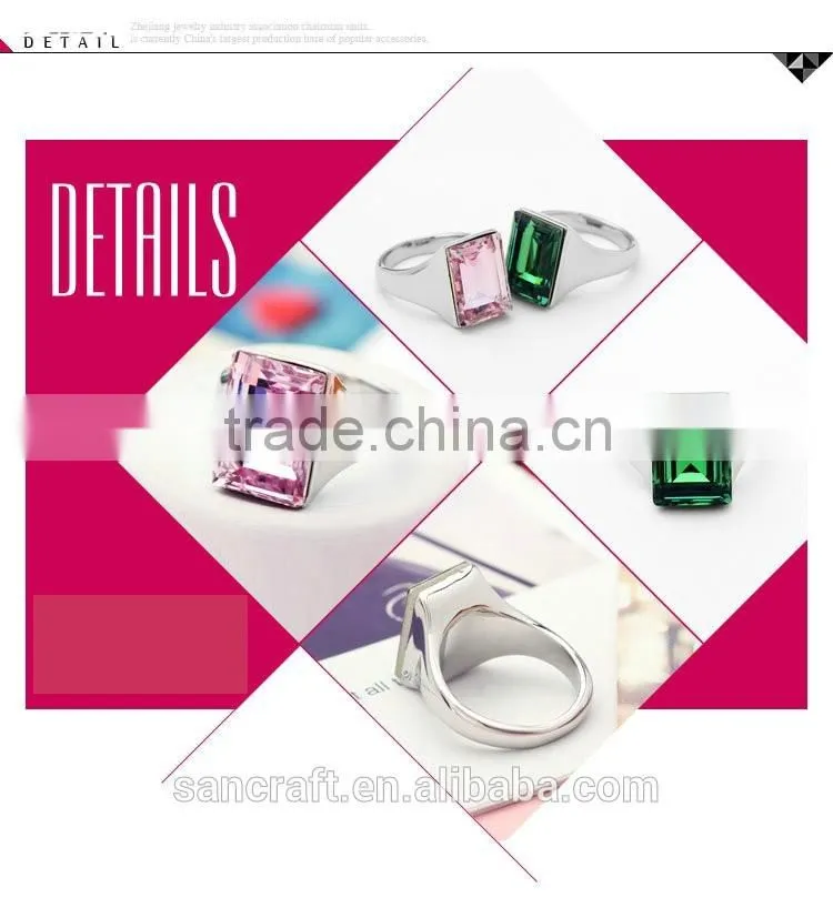 Austrian crystal two color retaining single stone finger one stone ring designs