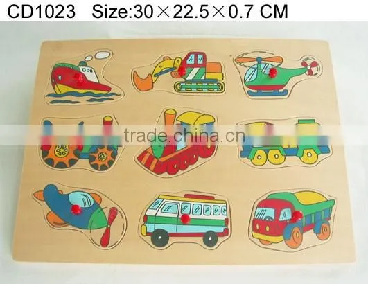 Hot selling educational wooden toys vehicle puzzle