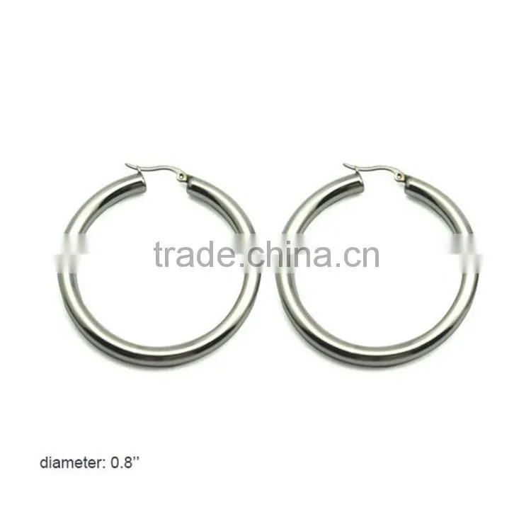 Simple Small Shiny Silver Color Open Circle Stud Earrings