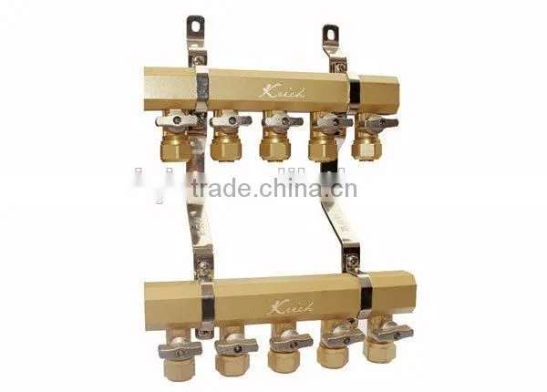 6 ports brass Water separator compositive underfloor heating manifolds brass manifolds