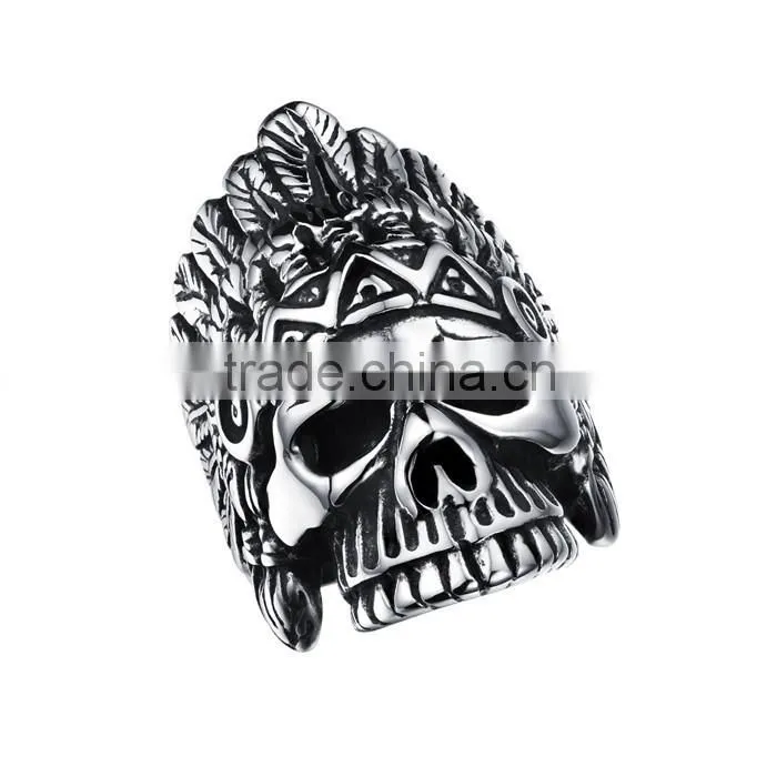 2016 hot 316L high quality skull finger ring man