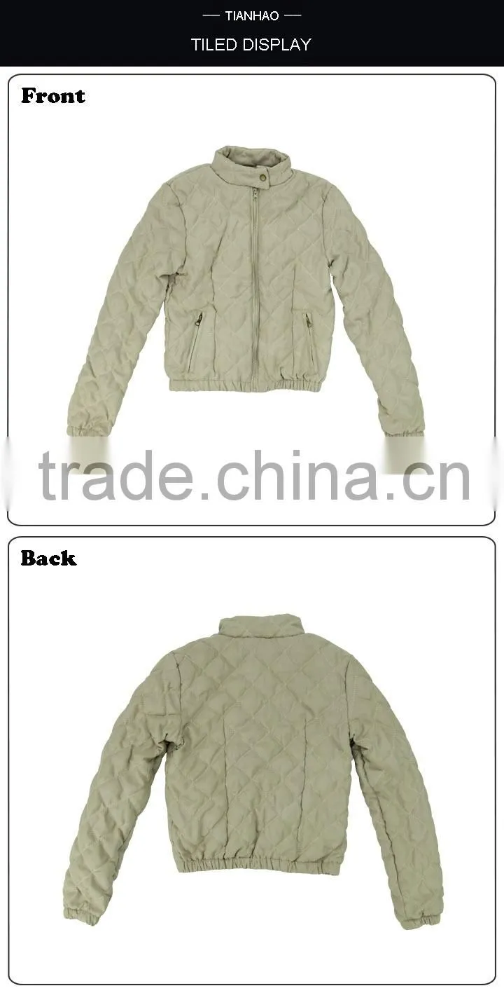 Fashion White Lady Coat Women Winter Jacket with Zip Closure