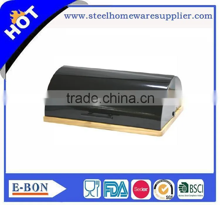 Finely processed stainless black steel bread bin