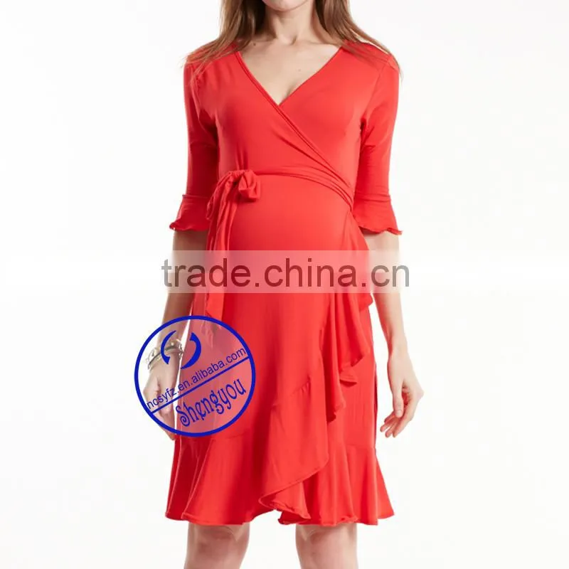 Wholesales V Neck Short Sleeve Summer Maternity Dresses