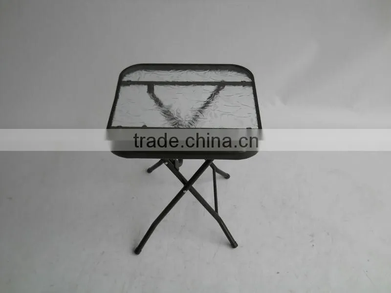 Folding Glass Table With Steel Tube
