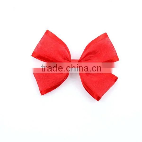 Red organza ribbon bow